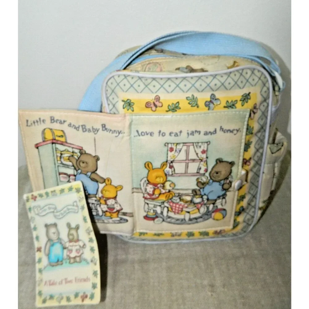 Cudlie Diaper Bag Blue with Attached Story Book Vintage‎
